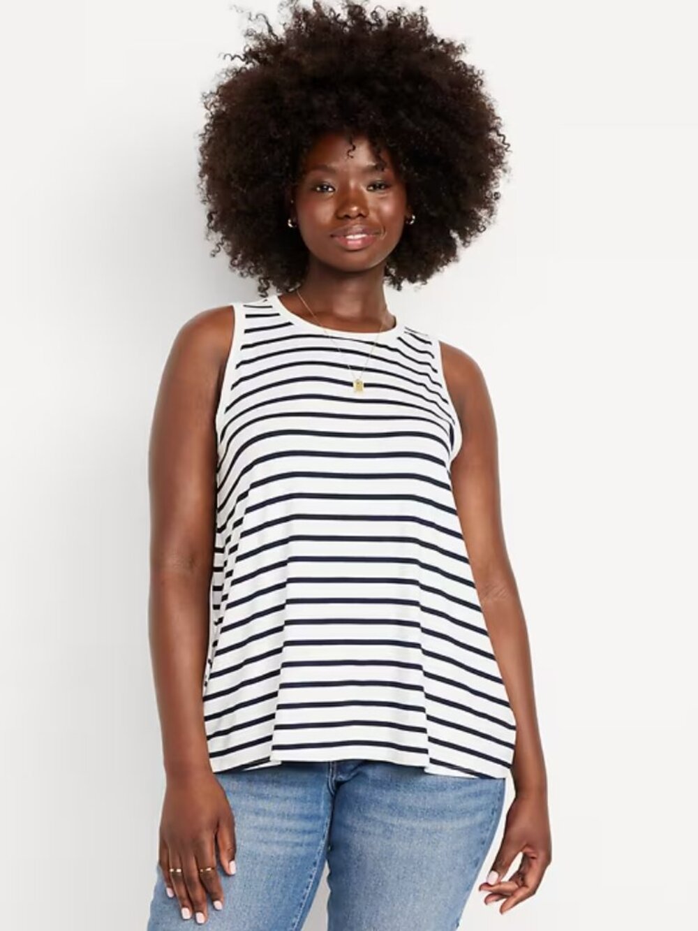 Old Navy Luxe Flowy White and Black Striped Sleeveless Tank 2X